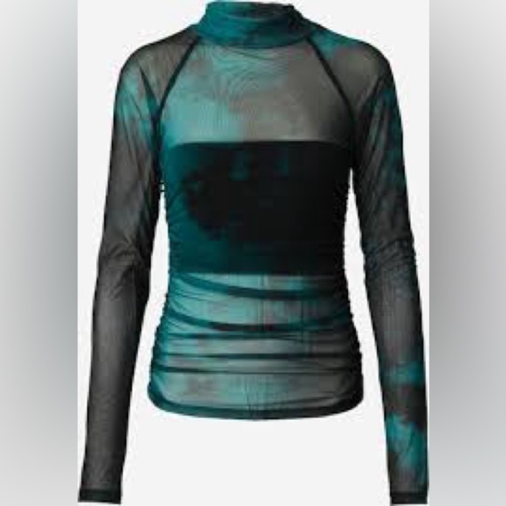 Noisy May High Neck Mesh Shirt Black/Acid Rain XL